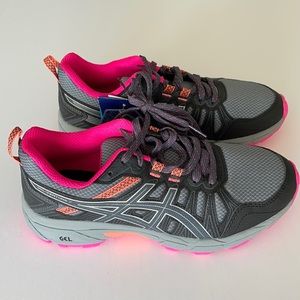 ASICS Gel-Venture 7 performance trail running shoe. Women’s US 7 Grey/Pink/Black